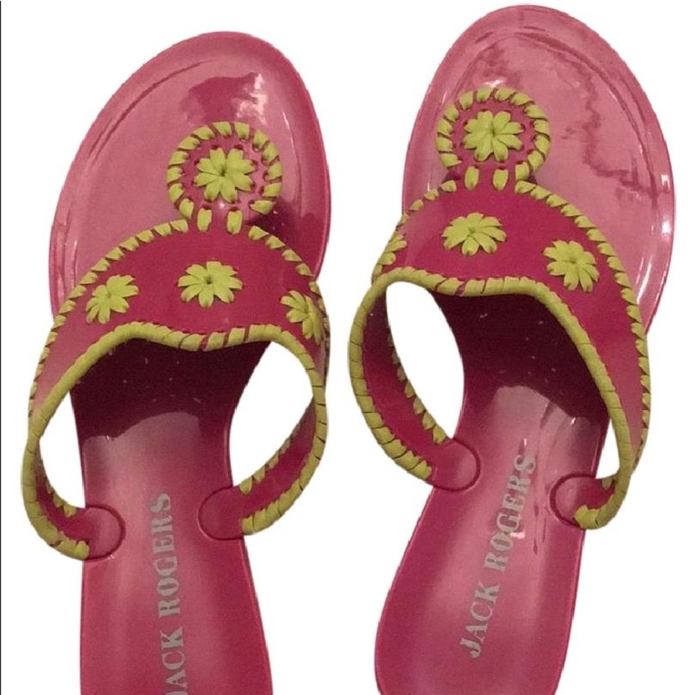 ⭐️⭐️Jack Rodgers Pink & Green Plastic Sandals (10)